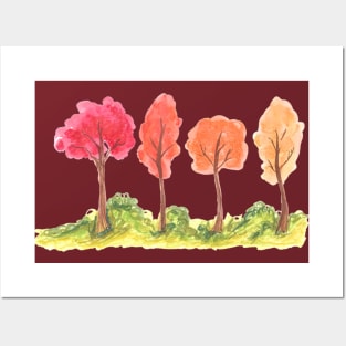 Happy Fall Trees Posters and Art